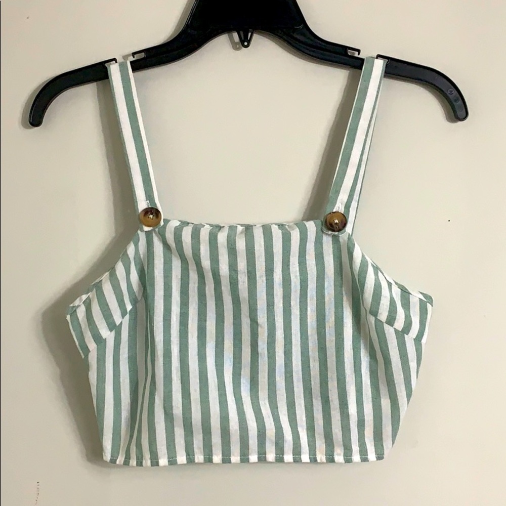 Green and white top